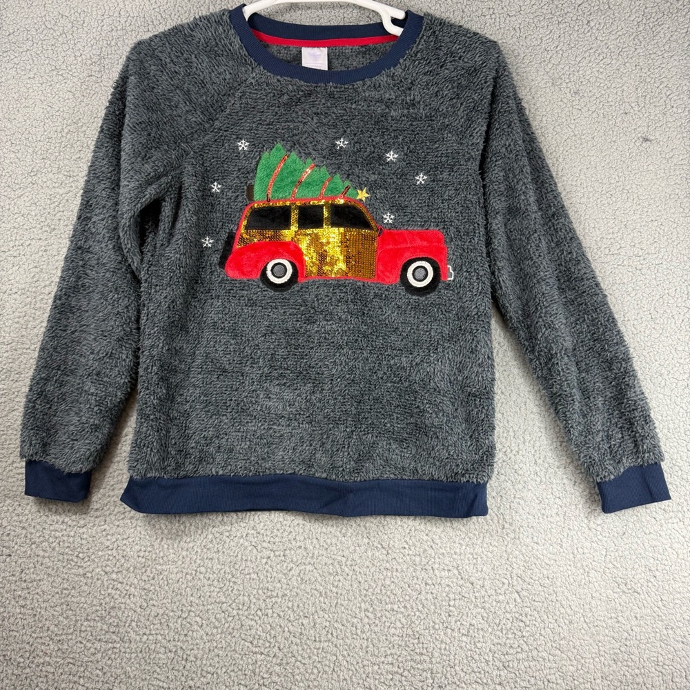 Secret Treasures Womens L Pajama Top Christmas Red Car Soft Cozy Holidays 80's